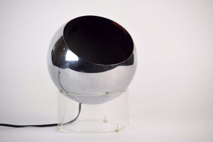 Chrome Eye Ball Lucite Lamp