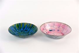Two Mid Century Enamel On Copper Bowls