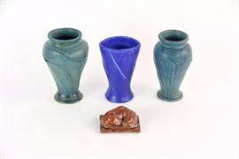 Lot Of Four Pewabic Pottery Vase And Tile