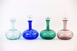 Lot Of Four Blenko Decanters