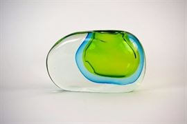 Italian Submerso Glass Vase