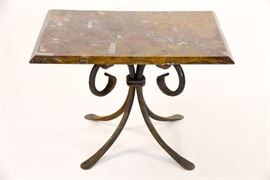 Fossil Table With Hand Forged Iron Base