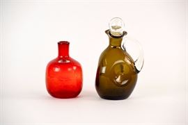 Lot Of 2 Blenko One Vase, One Decanter