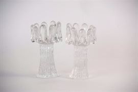 Pair Of Kosta Boda Candlesticks By Goran Warff