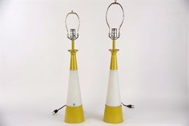 Pair Made In Sweeden Glass Lamps