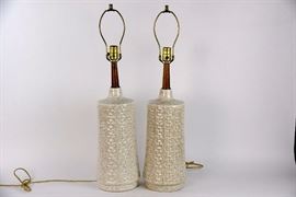 Pair Of Mid Century Pottery Lamps