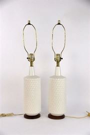 Pair Of Mid Century Pottery Lamps