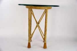 Mid Century Wicker / Bamboo End Table