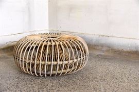 Weathered Franco Albini Rattan Pouf