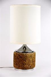 Cork And Chrome Table Lamp