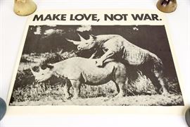 1970s Make Love Not War Poster