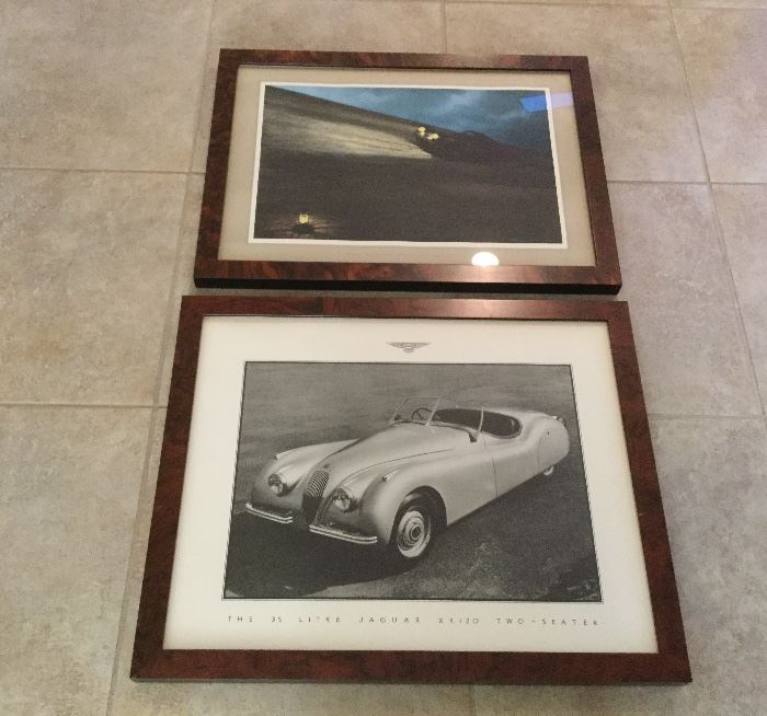 For the Vintage car enthusiast: 2 Jaguar prints, framed and ready to hang