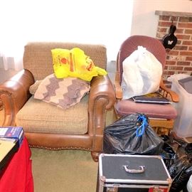 Leather and upholstered easy chair and sofa