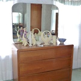 Beautiful mid century bedroom furniture - dresser with mirror, bed, chest, wardrobe, night stands, vanity with mirror and bench