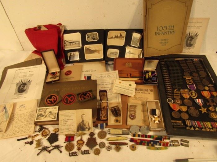 Huge WWI lot from Capt. Frank R. Potter AEF with gold medals, photos, sword, much more. 