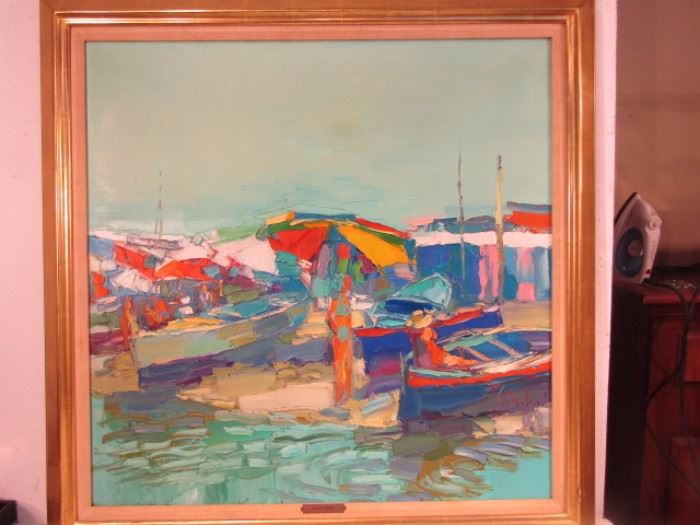 Nicola Simbari Italian oil painting "Summer at Cuma" 31 x 31 inches. EST. $4000-6000. 