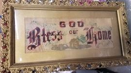 Large selection of prints, pictures and oils. "God Bless Our Home"