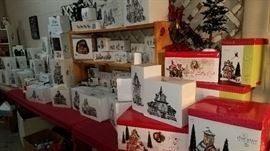 Much modern and collectible Christmas. Dept. 56 Heritage Vintage Collection "North Pole Series", "Village" and much more