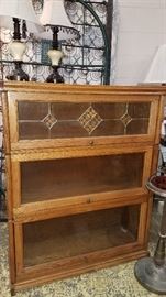 New 3 stack Lawyers book case w/ stained glass top door