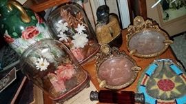 Cool vintage collectibles. Sterling items, beaded purses, snakeskin hip flask, Czech perfume bottle