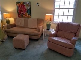 Stylish sofa; recliner; ottoman