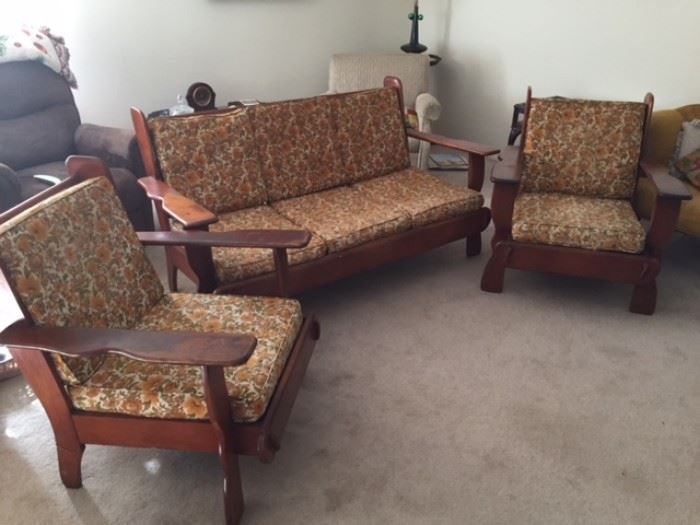 Maple Couch and chair set.  Cushions need replacement.