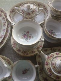 Gold Castle china with floral design