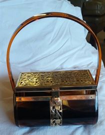 tortoise shell lucite purse