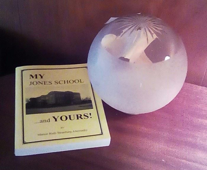 Jones school house globe and book