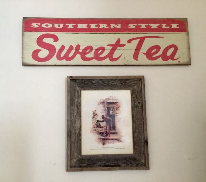 Vintage New Orleans Sweet Tea wood sign and Buckwheat.