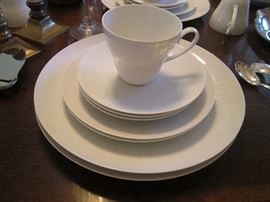 CLASSIC  ~ROSENTHAL, GERMANY~ Dinnerware in the ROMANCE  Pattern...slightly embossed with a Mid Century oval design.  Selling SERVICE FOR 15!!! ...total of 77 pieces includes an extra cup/saucer! WOW! 