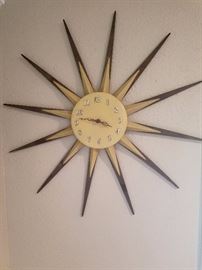 Mid Century clock-metal and Teak