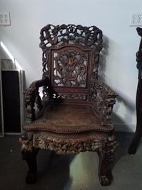 Asian Rosewood dragon chair