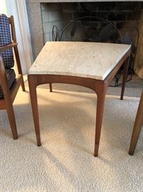 Vintage Danish Modern marble top wedge table