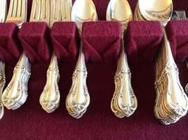 90 piece International Sterling flatware set. “Joan of Arc” pattern