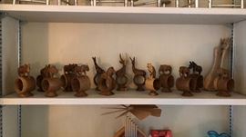 1960’s 14 piece Safari animals wood napkin rings