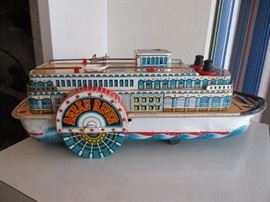 Vintage Modern Toys “Queen River” tin toy boat