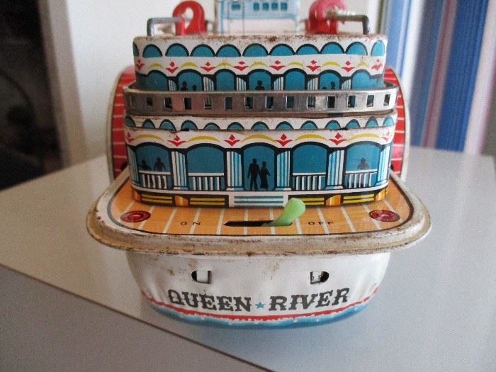 Vintage Modern Toys “Queen River” tin toy boat