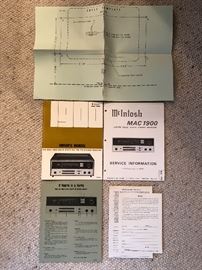Vintage McIntosh Mac 1900 stereo receiver with original owners manuals