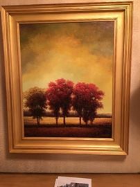 STEPHANO  ORIGINAL OIL PAINTING TREE ART W.T. BURGOR CO.  3' x 34"