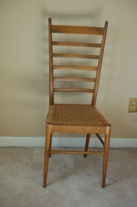 Vintage straight back woven bottom chair