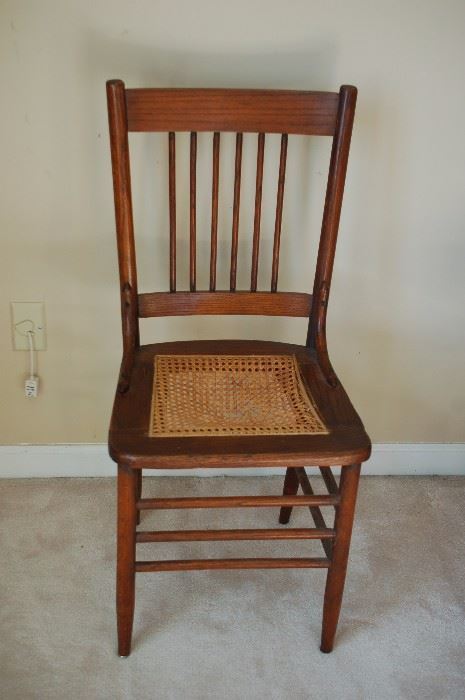 Antique cane bottom straight back chair