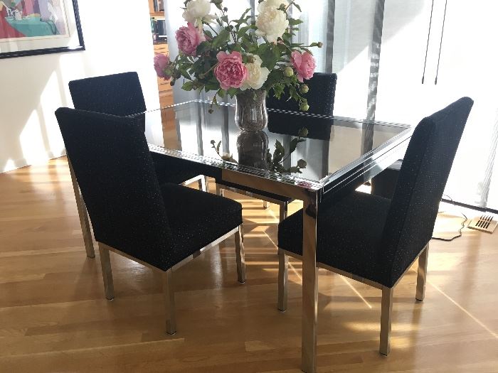 Polished chrome dining room table