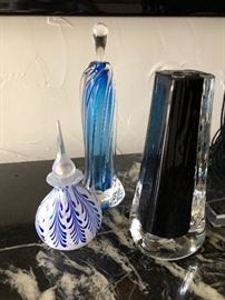 Glass perfume bottles signed
