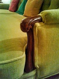 Close-up view of most beautiful solid wood curve arm.