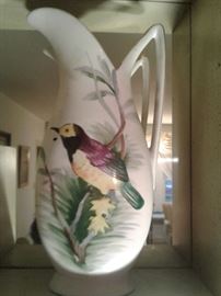 Pretty vintage bird scene decor pitcher.