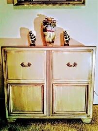 Wonderful chartreuse-green double-door cabinet.