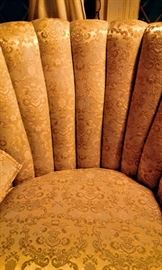 Close-up of lovely vintage Channel-Back Wing Chair. 