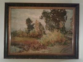 Great landscape oil painting in lovely solid wood frame.