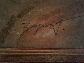 Signature of artist of oil painting.